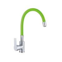 Смеситель для кухни, гибкий силиконовый излив, латунь VALFEX Estreya Chrome Green (10)